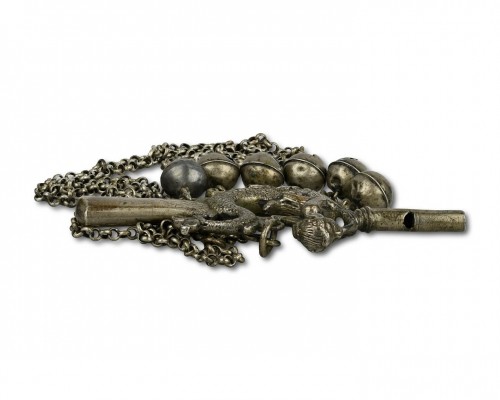 Silver gilt mermaid rattle and whistle - North European, mid 18th century  - 