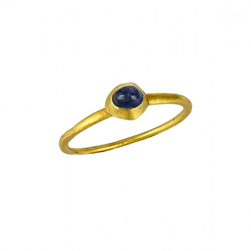 Medieval stirrup ring set with a cabochon sapphire.England 13/14th century