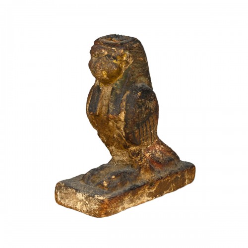 Oiseau Ba en bois et gesso, Égypte antique vers 304-30 av. JC, période ptolémaïque