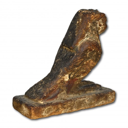 Antiquités - Oiseau Ba en bois et gesso, Égypte antique vers 304-30 av. JC, période ptolémaïque