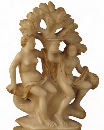 Sculpture en albâtre de Bacchus et Ariane, Sicile XVIIe siècle - Sculpture Style 