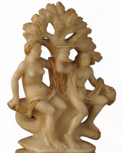 Alabaster sculpture of Bacchus and Ariadne, Sicilia 17th century. - Sculpture Style 