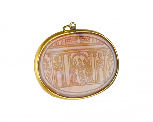 Large agate intaglio depicting the marriage of the Virgin