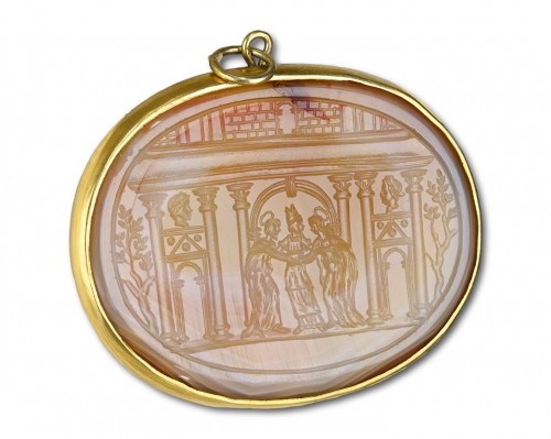 17th century - Large agate intaglio depicting the marriage of the Virgin