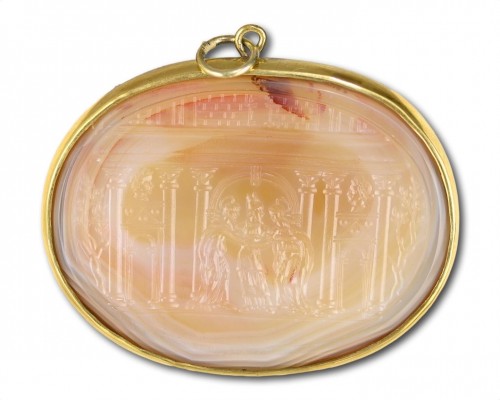 Large agate intaglio depicting the marriage of the Virgin - 