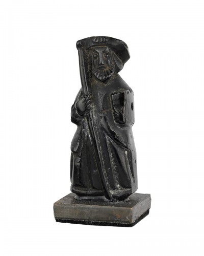 Figure de jais de Saint Jacques le Majeur. Saint-Jacques de Compostelle 15-16e siècle