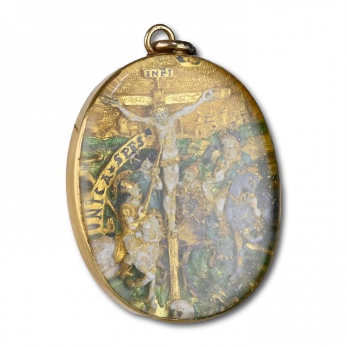 Renaissance gold &amp; enamel relief of the crucifixion. South Germany 16th cen - 