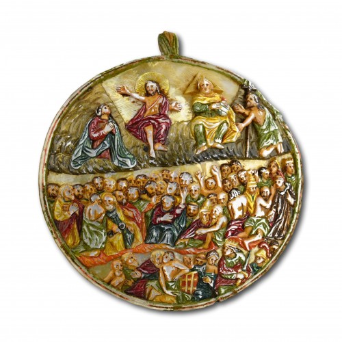 Curiosities  - Polychromed pearl shell with the last judgement