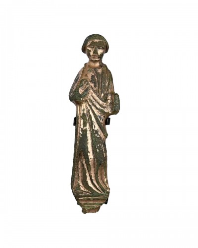 Figure en bronze doré de Saint Jean l'Évangéliste, 13e / 14e siècle