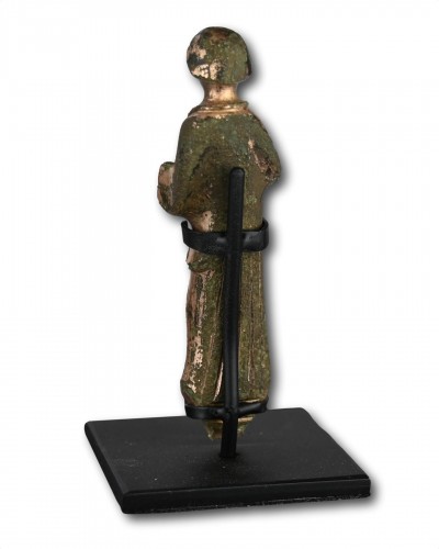 Gilt bronze figure of Saint John the Evangelist, 13th / 14th century - Religious Antiques Style 