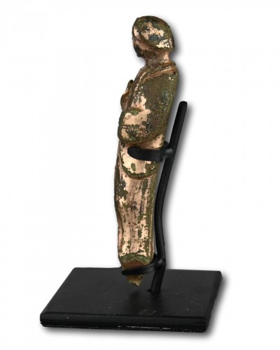Art sacré, objets religieux  - Figure en bronze doré de Saint Jean l'Évangéliste, 13e / 14e siècle