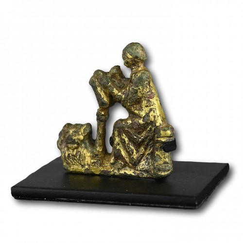 XIe au XVe siècle - Relief en bronze doré représentant Saint Marc avec son lion, 3e/14e siècle