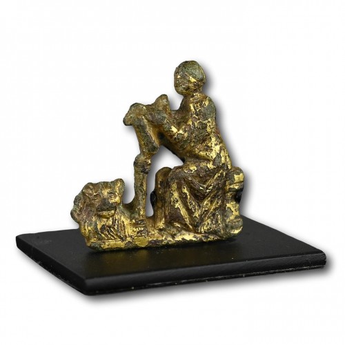 Relief en bronze doré représentant Saint Marc avec son lion, 3e/14e siècle - 