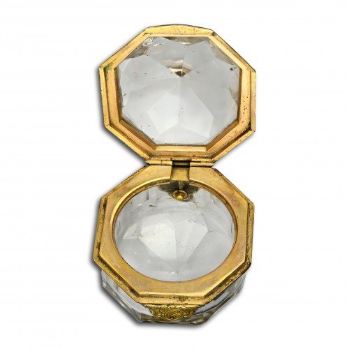 Antiquités - Gilt metal mounted rock crystal pocket watch case,France  18th century
