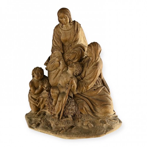 Fruitwood group of the Virgin and Child. Germany 18th century - Religious Antiques Style 