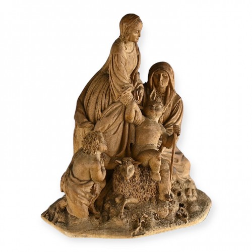 Antiquités - Fruitwood group of the Virgin and Child. Germany 18th century