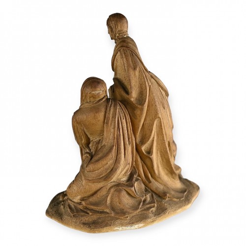 Antiquités - Fruitwood group of the Virgin and Child. Germany 18th century
