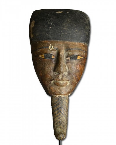 Painted wooden mummy mask, Egypt Late Dynastic period, ca. 712 to 332 B - Ancient Art Style 