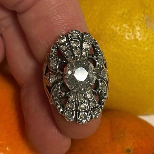 Antiquités - Bague géorgienne en or et argent sertie de diamants, début du XIXe siècle