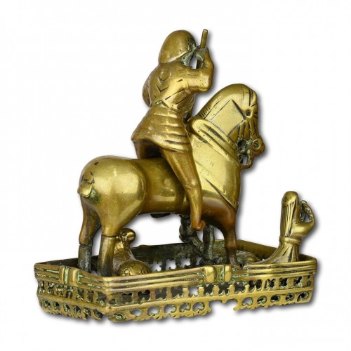 Art sacré, objets religieux  - Groupe en bronze de Saint Georges à cheval, Europe du Nord milieu du XVe siècle