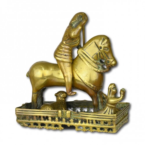 Groupe en bronze de Saint Georges à cheval, Europe du Nord milieu du XVe siècle - Matthew Holder