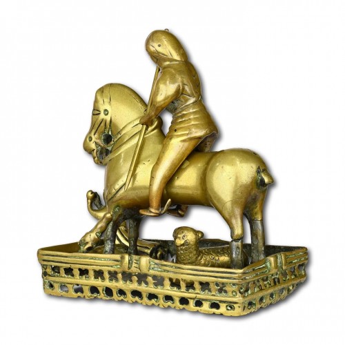 XIe au XVe siècle - Groupe en bronze de Saint Georges à cheval, Europe du Nord milieu du XVe siècle