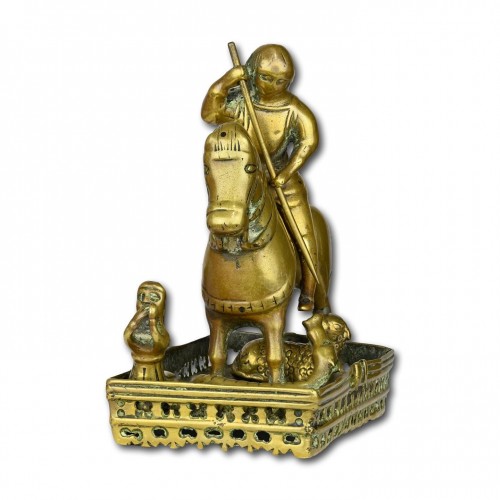 Groupe en bronze de Saint Georges à cheval, Europe du Nord milieu du XVe siècle - 