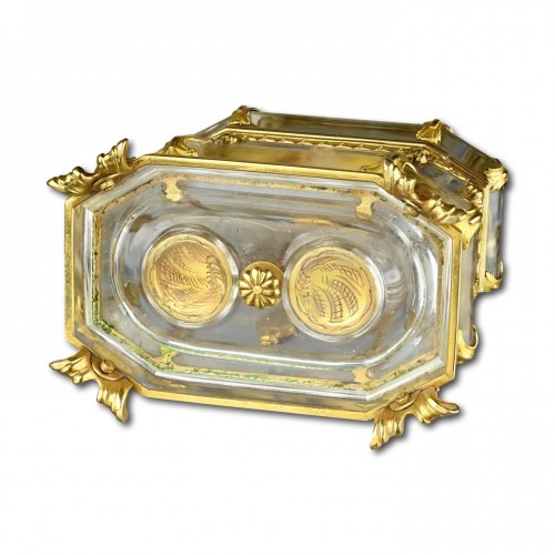 Antiquités - Exceptional gold mounted rock crystal nécessaire