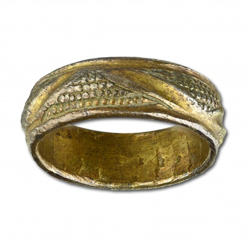 Bijouterie, Joaillerie  - Bague médiévale en argent doré, 15e/16e siècle