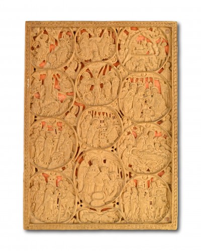 Religious Antiques  - Wood panel with scenes of the life of Christ. Mount Athos, 18th / 19th cent