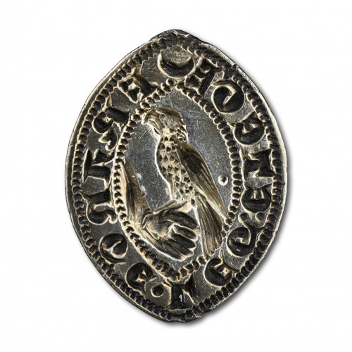 Silver vesica seal with a bird of prey - Curiosities Style 