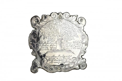 Boscobel oak casket with engraved silver mounts, late 17th century
