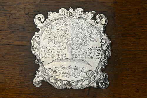 Boscobel oak casket with engraved silver mounts, late 17th century - 