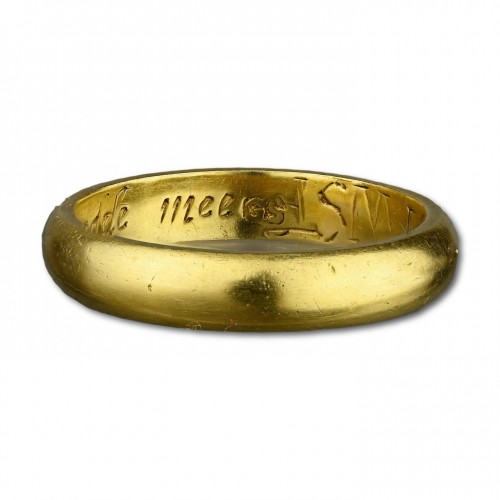 Gold posy ring ‘Happie in thee hath god made mee’ - 
