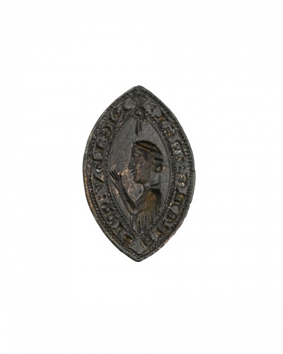 Medieval bronze seal - Mercy on me, 14th century