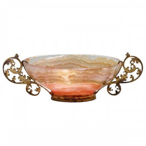 Silver gilt mounted twin handled agate bowl, Germany late 17th centur