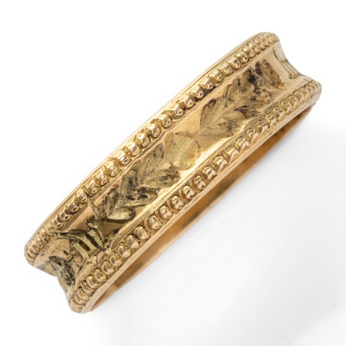 Bijouterie, Joaillerie  - Bague en or à motif de bouquet en lettres noires « de bon cuer »