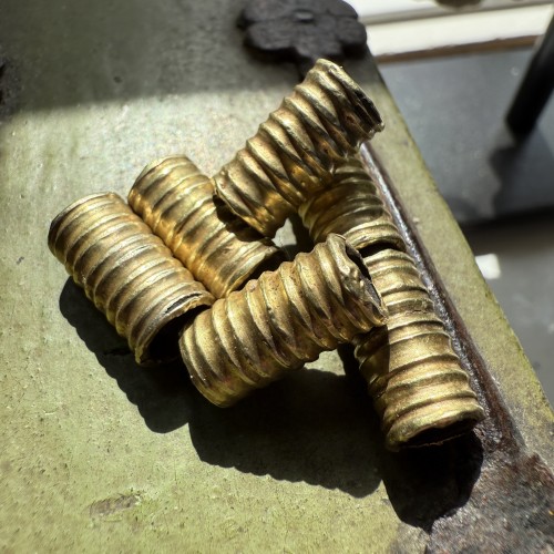  - Seven ancient gold fluted beads. Late Cypriot, 1550 - 1050 BC.