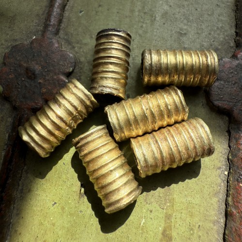 Antiquités - Seven ancient gold fluted beads. Late Cypriot, 1550 - 1050 BC.