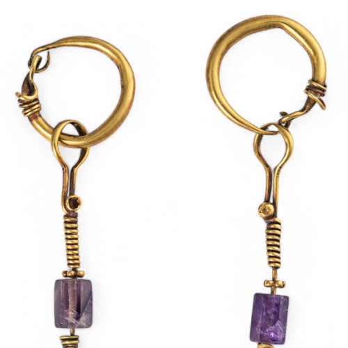 BC to 10th century - Pair of Gold and Gem-Set Earrings, Byzantine Empire 5th–6th Century AD. 