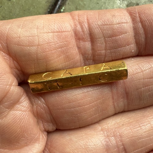 BC to 10th century - Roman engraved gold amuletic bead, 3rd–4th century AD.