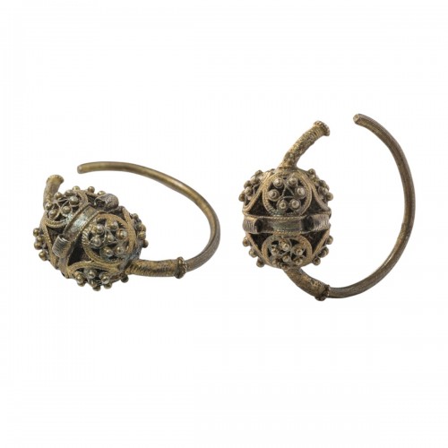 Pair of Silver-Gilt Filigree Hoop Earrings, Byzantine Empire 8–12th Centur