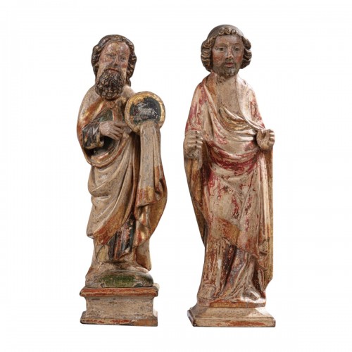Polychrome Sculptures of St. John and a Reliquary Figure