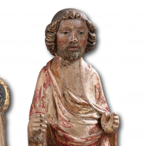 Religious Antiques  - Polychrome Sculptures of St. John and a Reliquary Figure