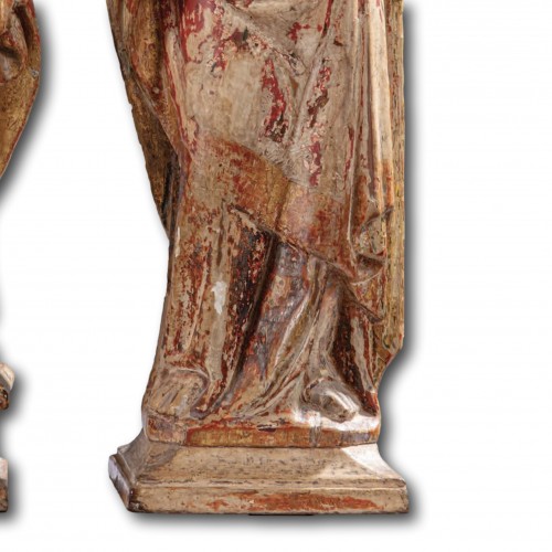 Antiquités - Polychrome Sculptures of St. John and a Reliquary Figure