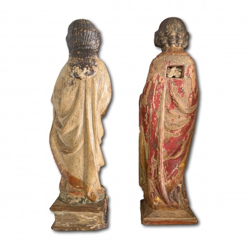 Antiquités - Polychrome Sculptures of St. John and a Reliquary Figure