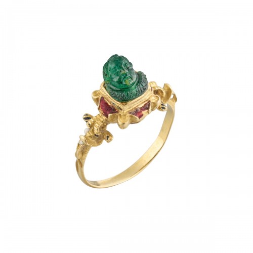 Renaissance gold ring with a Roman cameo of Eros