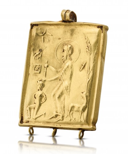 Pendentif en or paléochrétien en forme de tablette, Empire byzantin VIe-VIIe siècle - Bijouterie, Joaillerie Style 