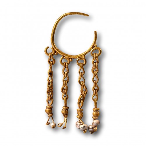 Roman Gold Earrings With Pearl Drops - Antique Jewellery Style 