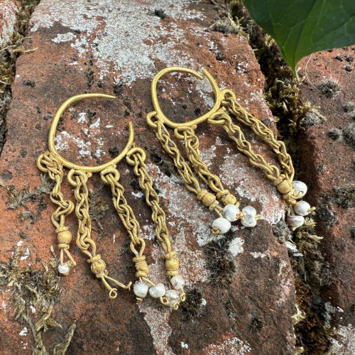 BC to 10th century - Roman Gold Earrings With Pearl Drops